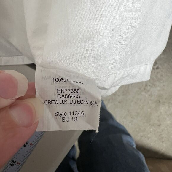 J Crew Chambray Pocket Tunic Womens Size L White Button Up Shirt Collared Work - Picture 8 of 13